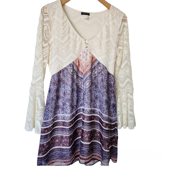 VENUS Dresses & Skirts - Whimsical Fairy Lace Dress Cream Boho Prairie Cottagecore Pretty Cute Large